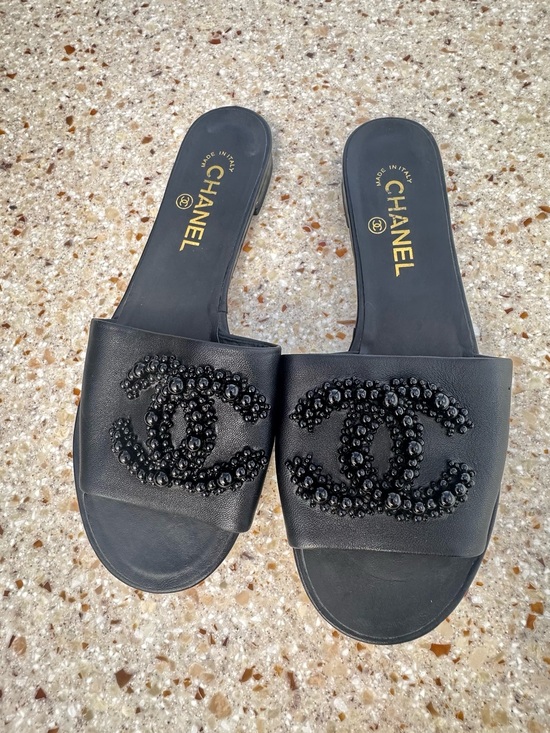 CHANEL Shoes - Chanel Embellished CC Mule Sandals. US size range is 10 to 10.5 EU Sz 41C
